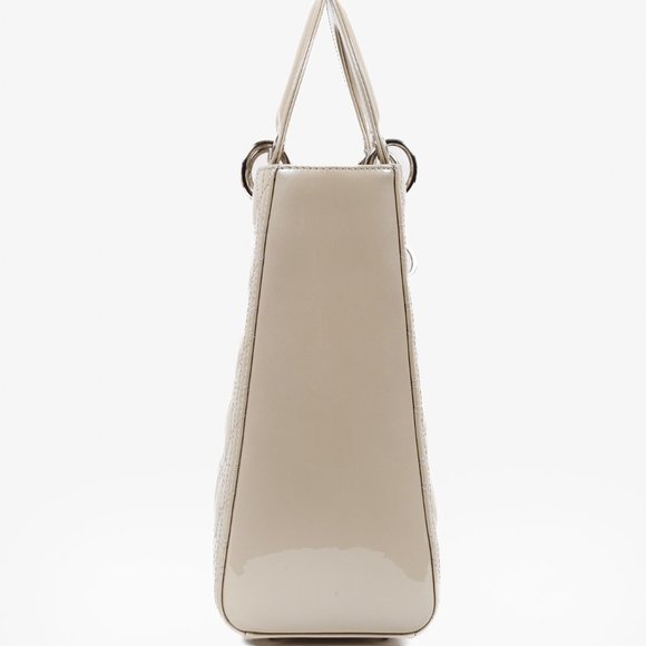 Christian Dior Large Pearl Taupe Patent Leather Lady Dior - Picture 4 of 14